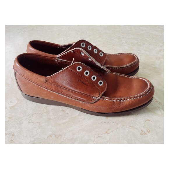 VTG LL Bean Mens sz 9.5 Handsewn Blucher Moc Maine Good Year Sole USA